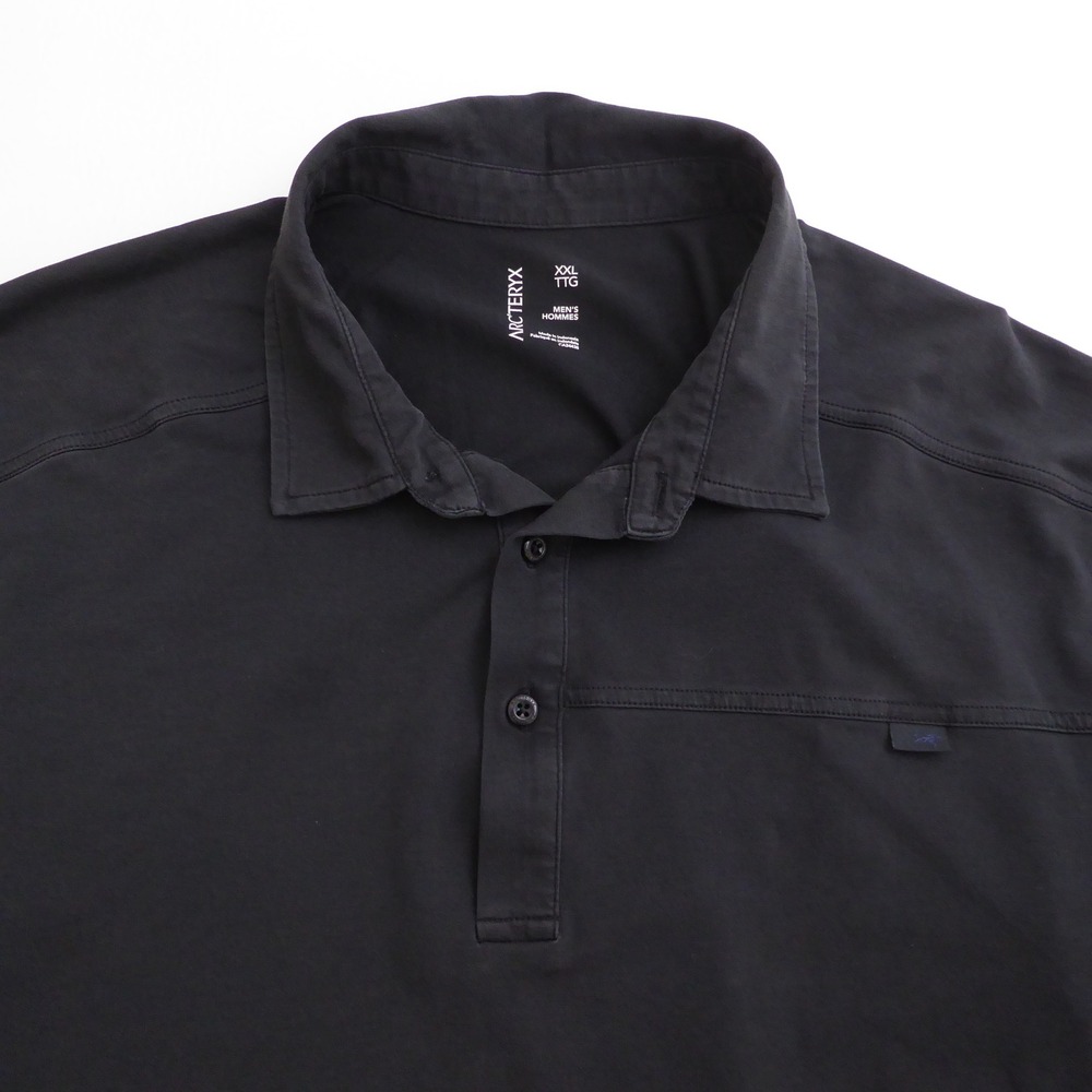 Arcteryx Mens Captive Polo Shirt Black Short Sleeve Casual XXL